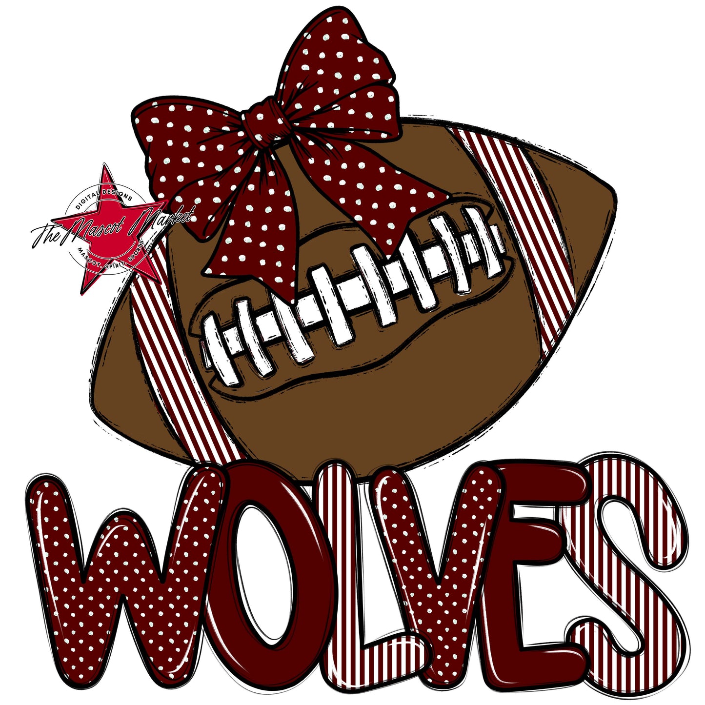 Wolves Football Spirit Design-Maroon