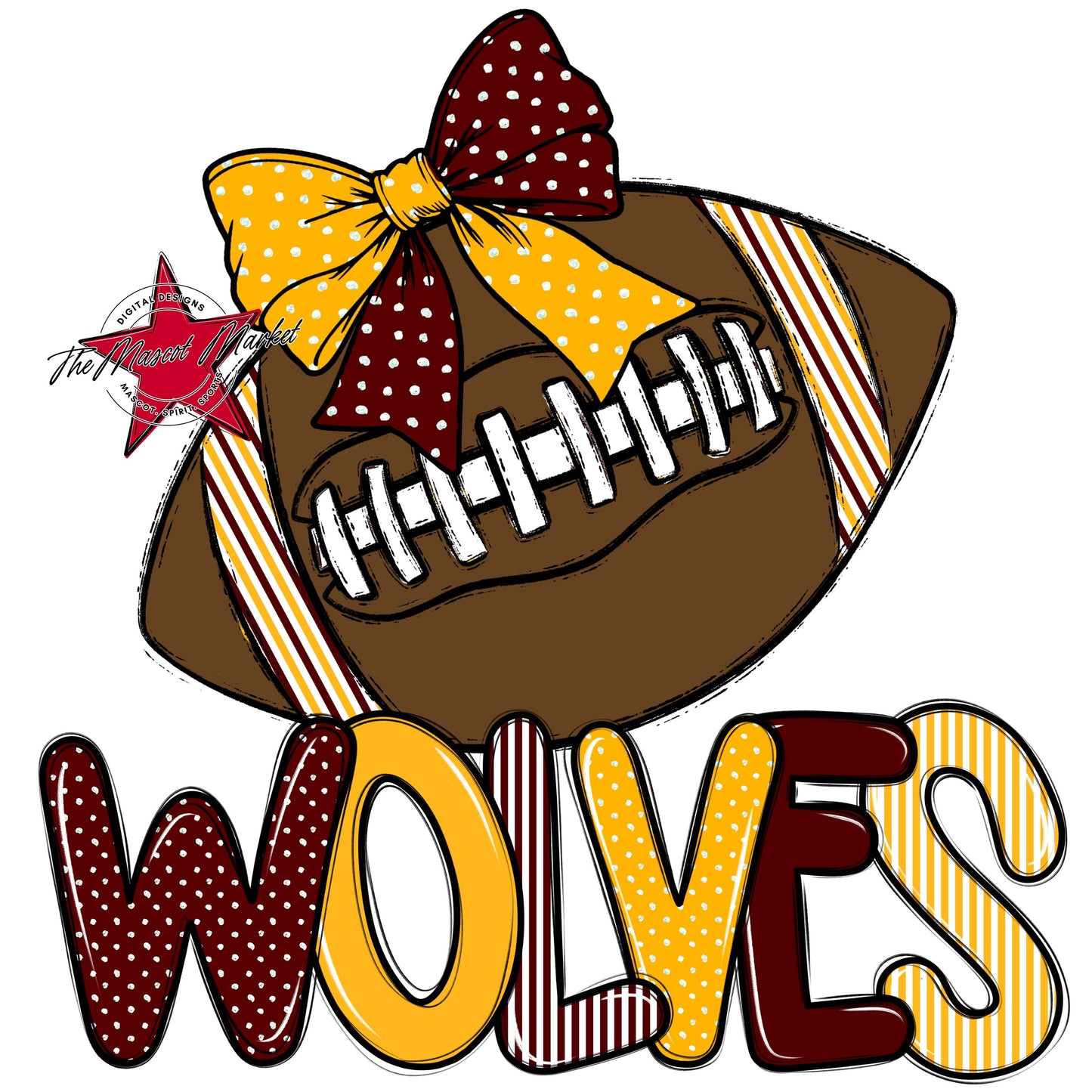 Wolves Football Spirit Design-Maroon & Yellow