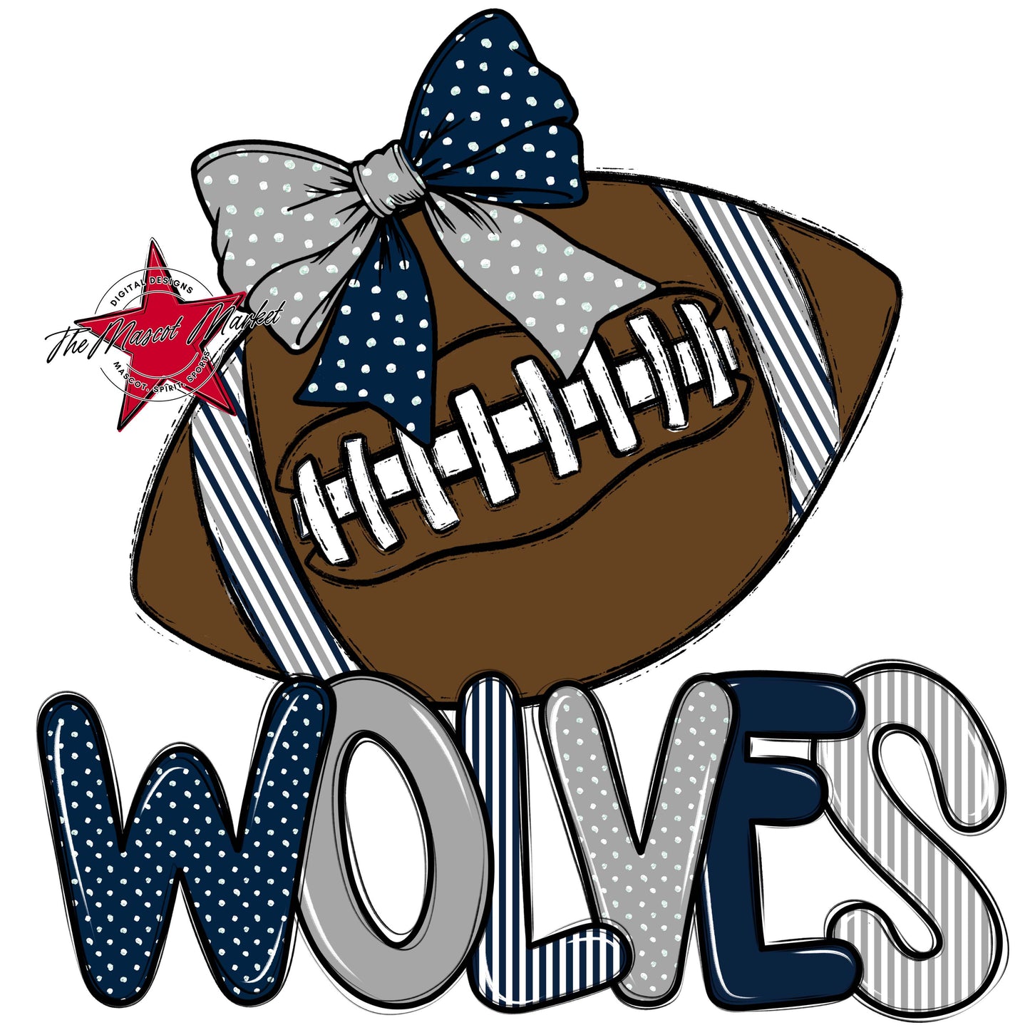 Wolves Football Spirit Design-Navy & Grey