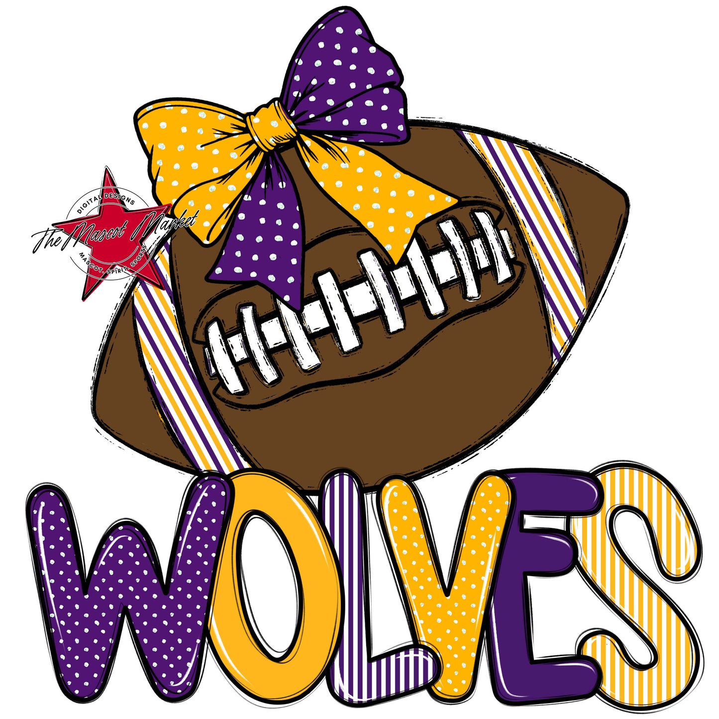 Wolves Football Spirit Design-Purple & Yellow
