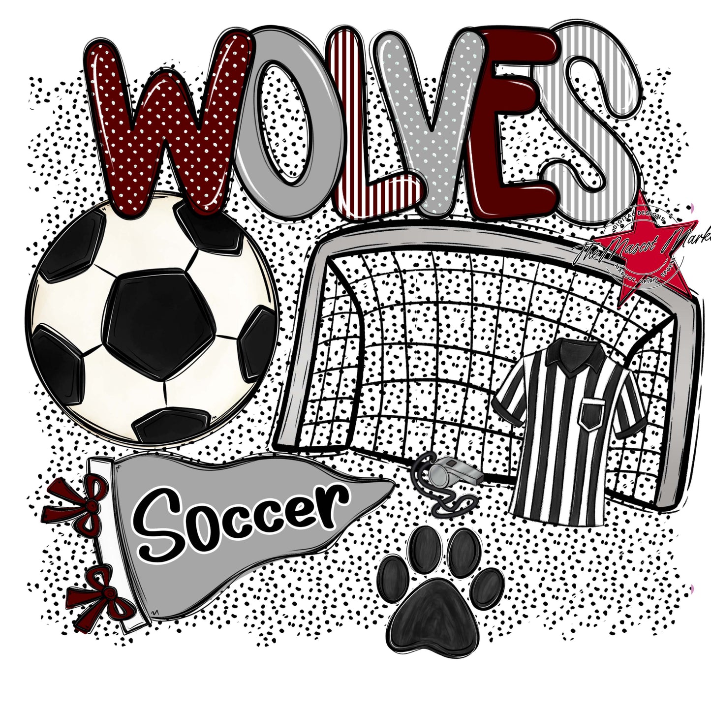 Wolves Soccer Spirit-Maroon & Grey