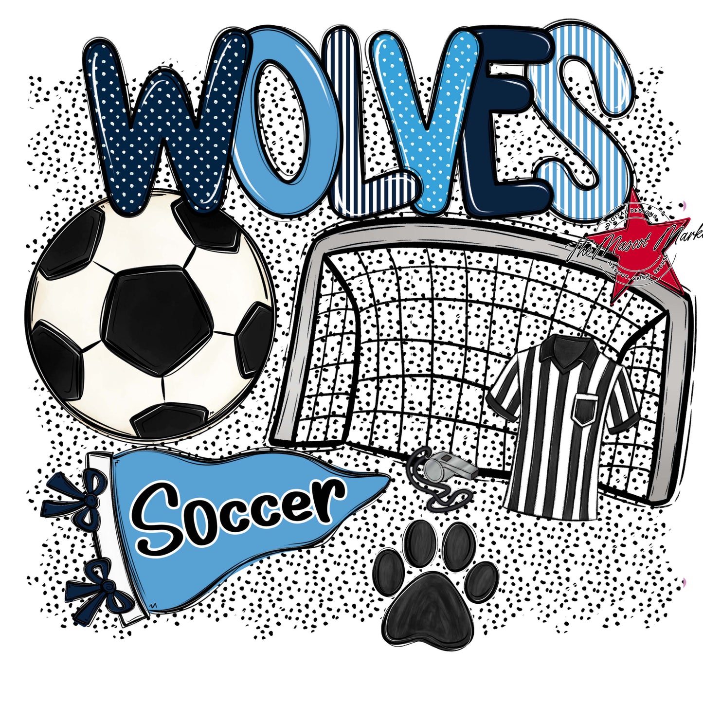 Wolves Soccer Spirit-Navy & Carolina Blue