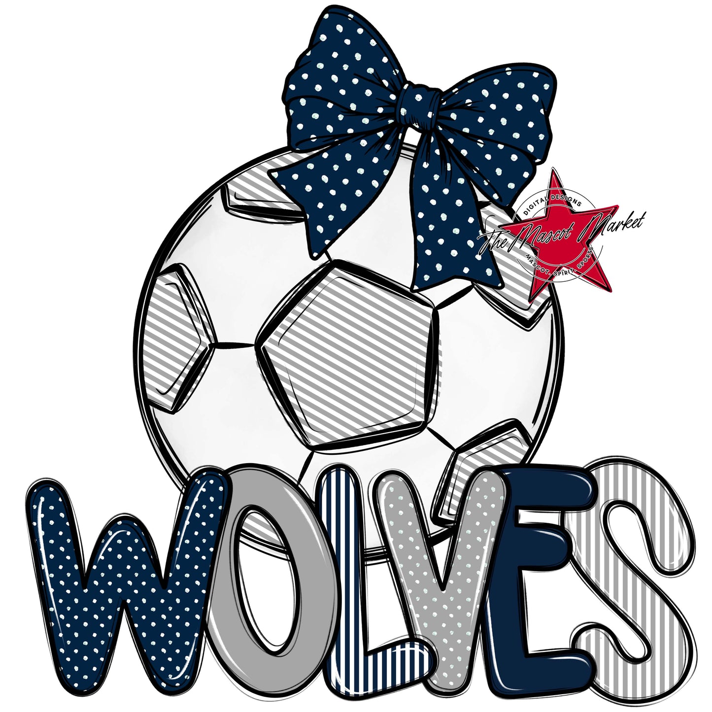 Wolves Soccer Spirit Design-Navy & Grey