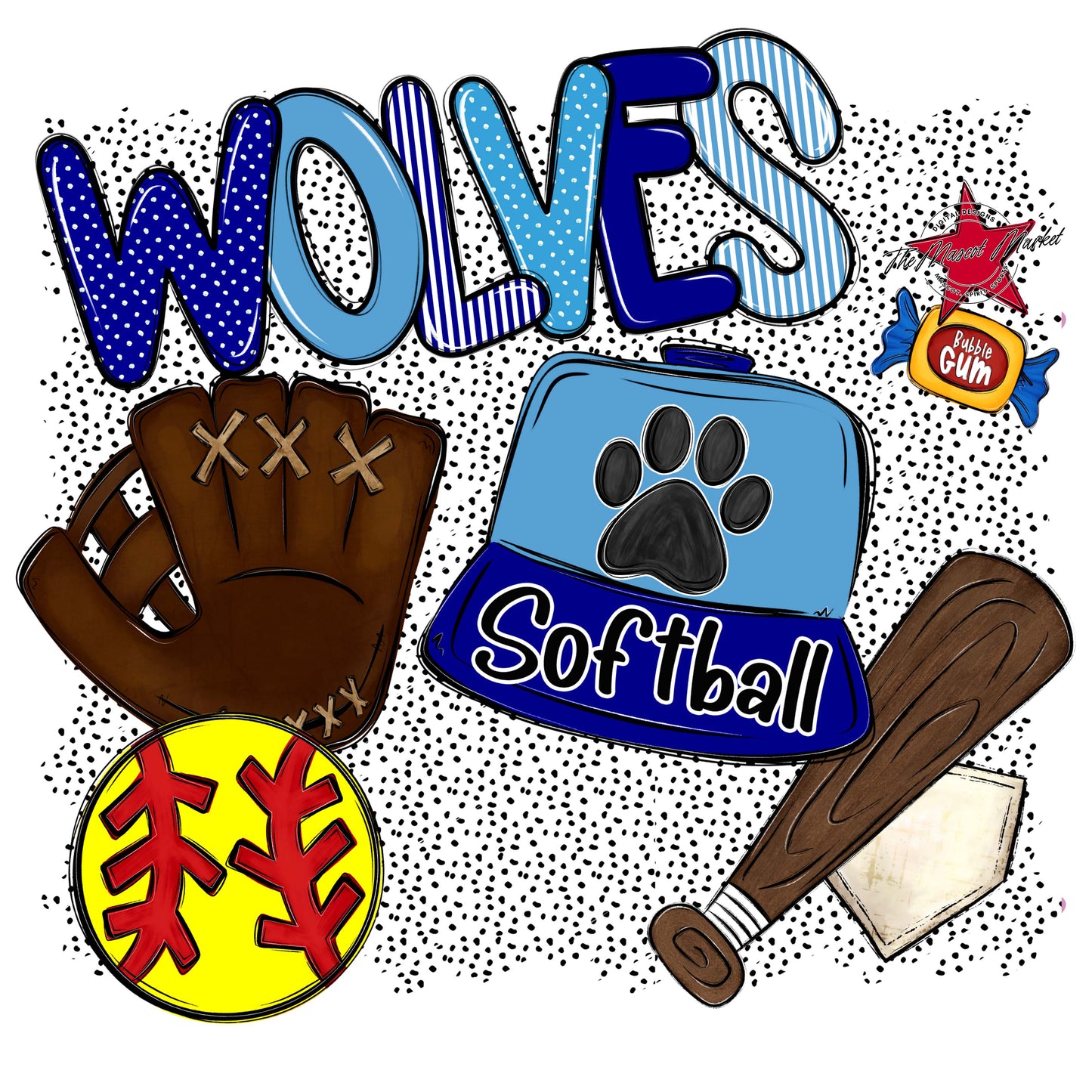 Wolves Softball Spirit-Blue & Carolina Blue