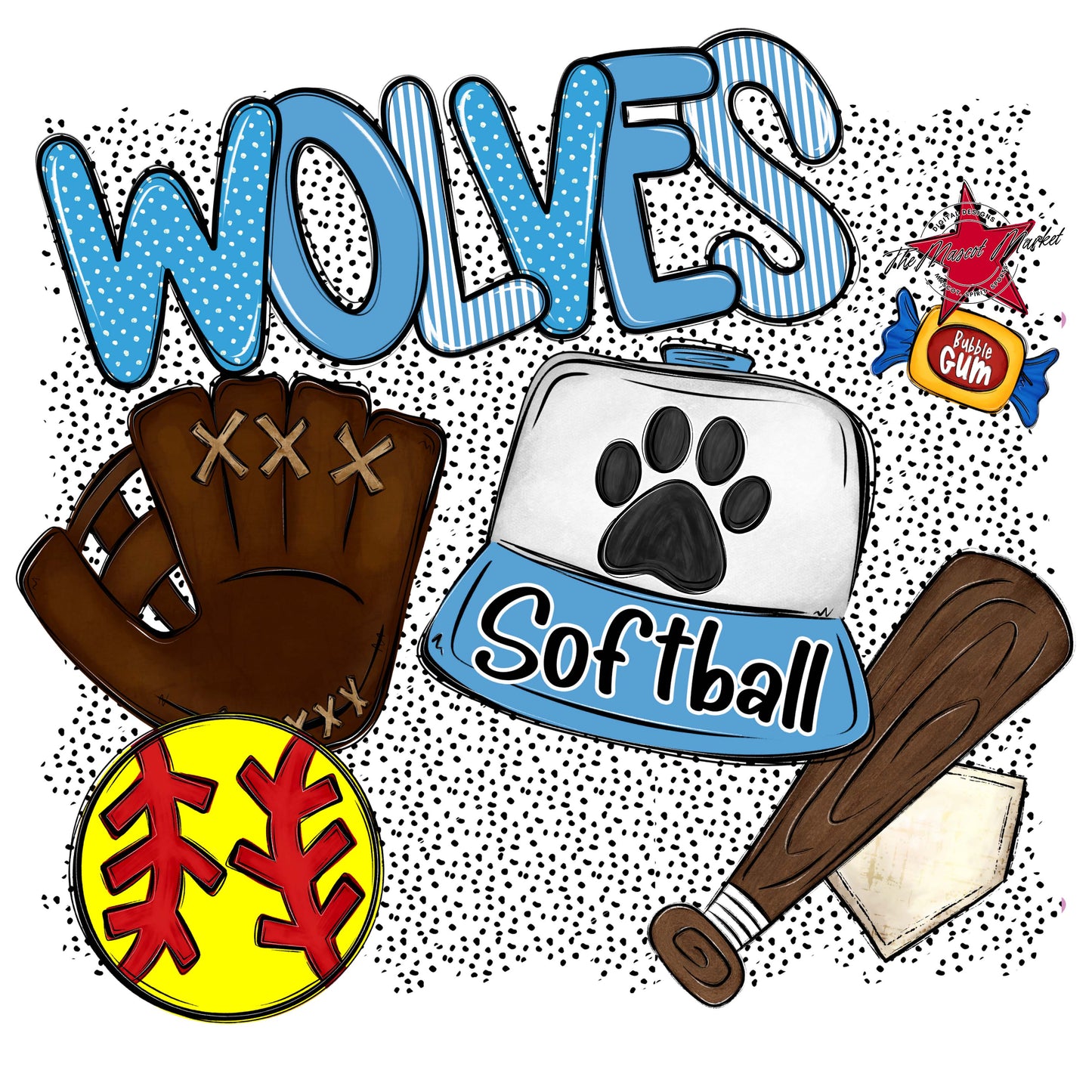 Wolves Softball Spirit-Carolina Blue