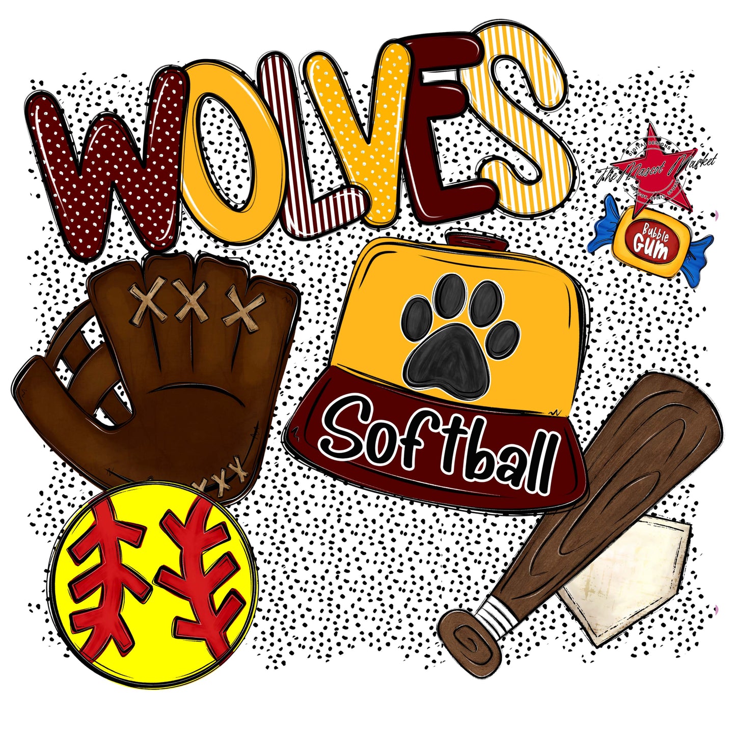 Wolves Softball Spirit-Maroon & Yellow