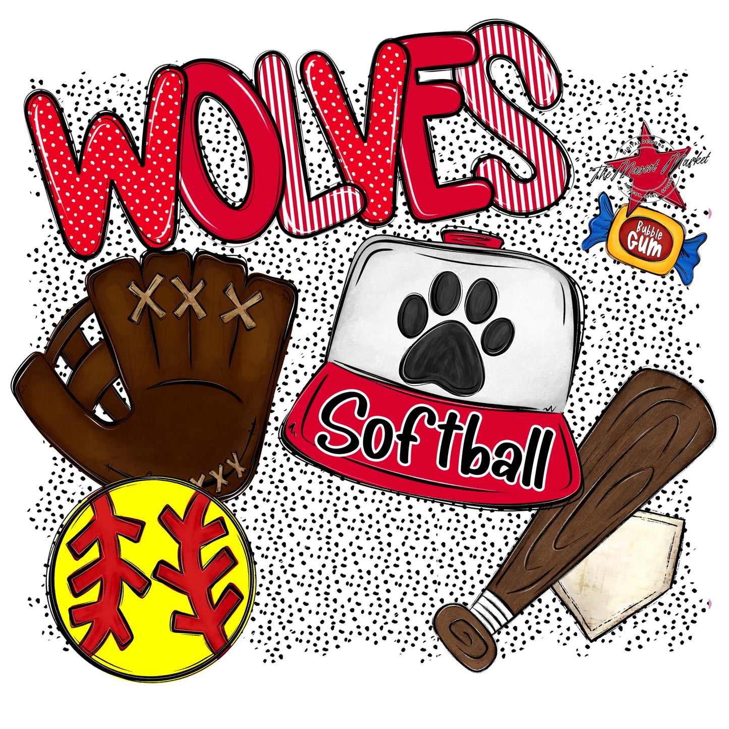 Wolves Softball Spirit-Red
