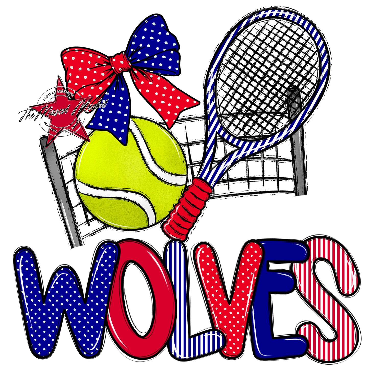 Wolves Tennis Spirit Design-Blue & Red
