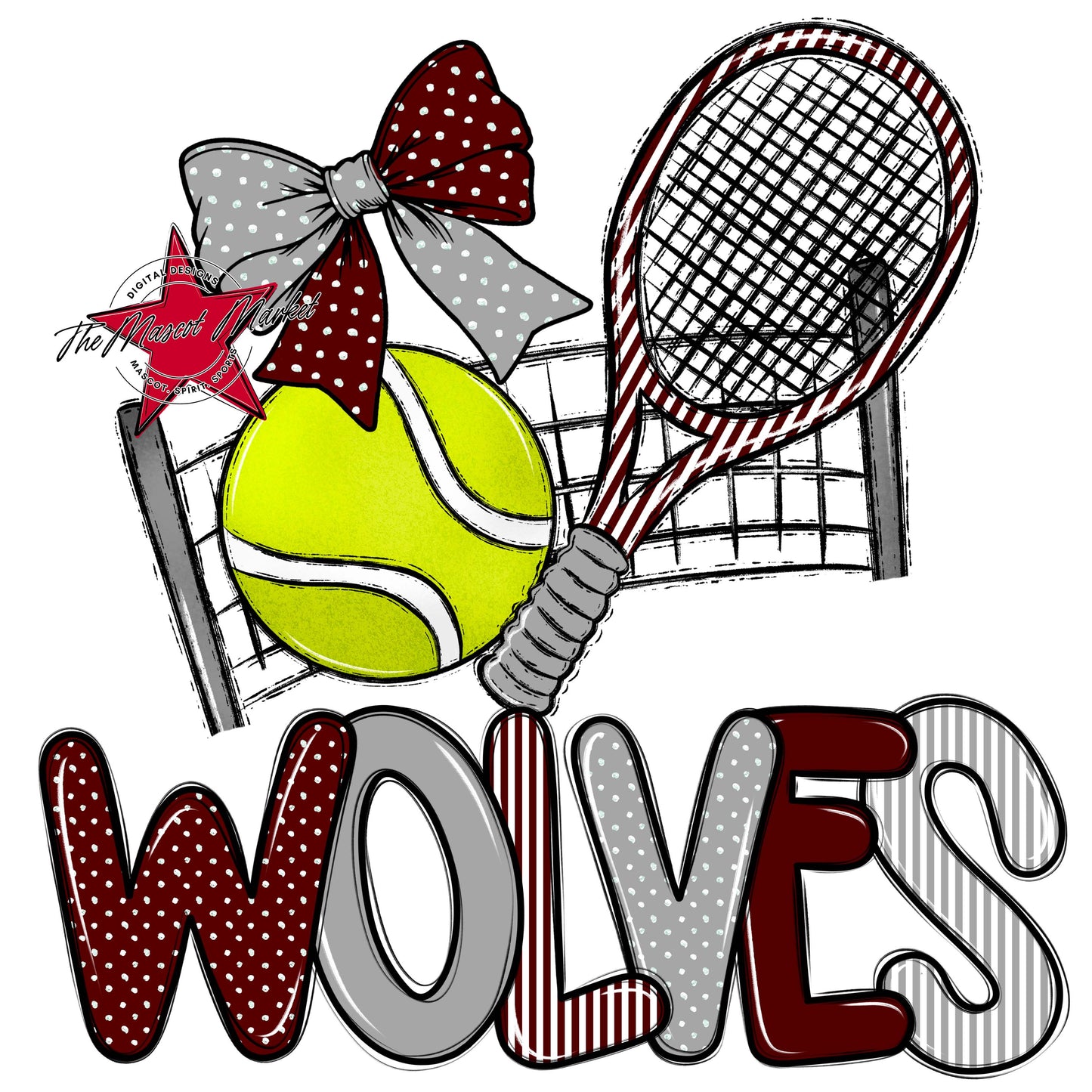 Wolves Tennis Spirit Design-Maroon & Grey