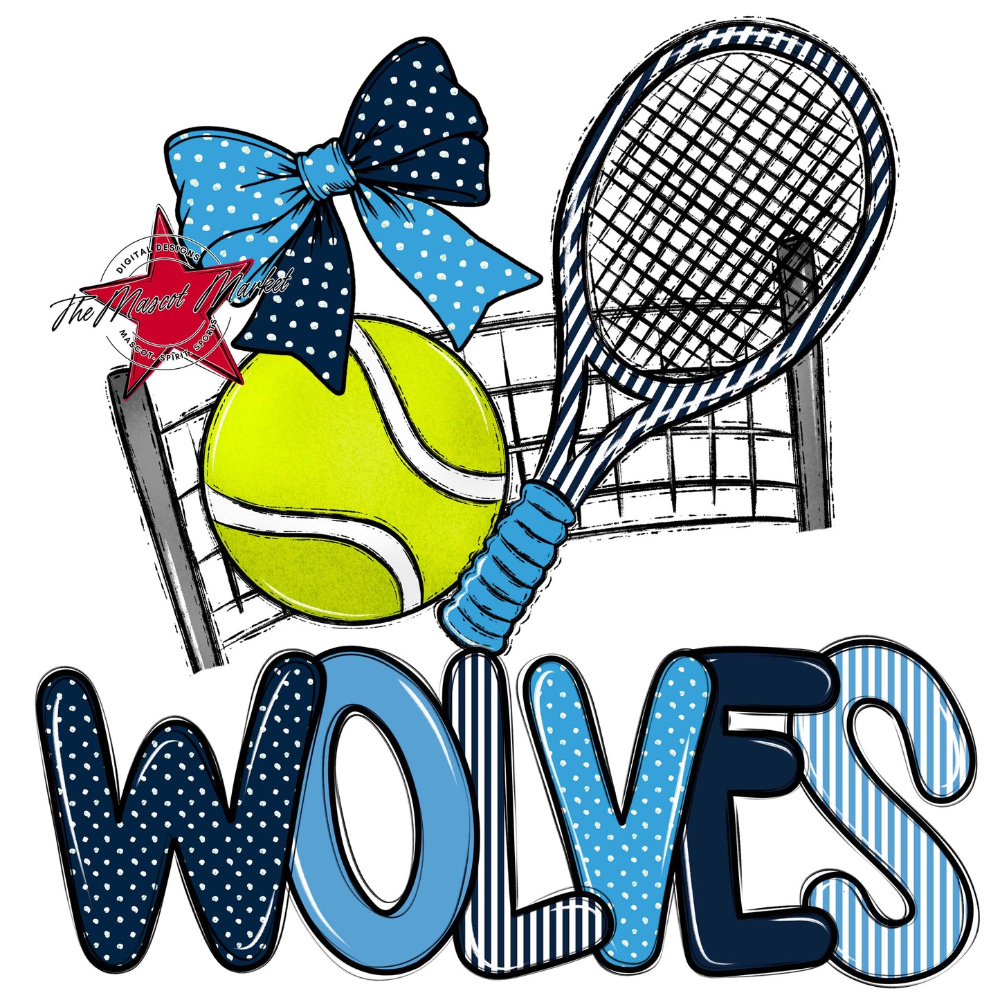 Wolves Tennis Spirit Design-Navy & Carolina Blue