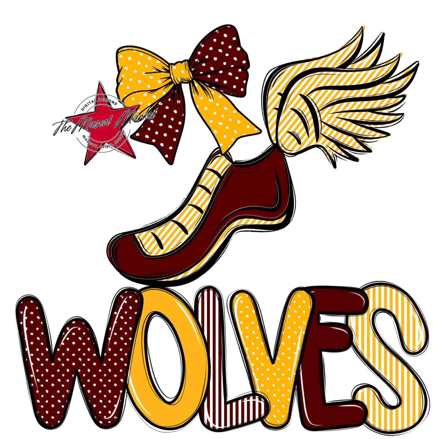 Wolves Track Spirit Design-Maroon & Yellow