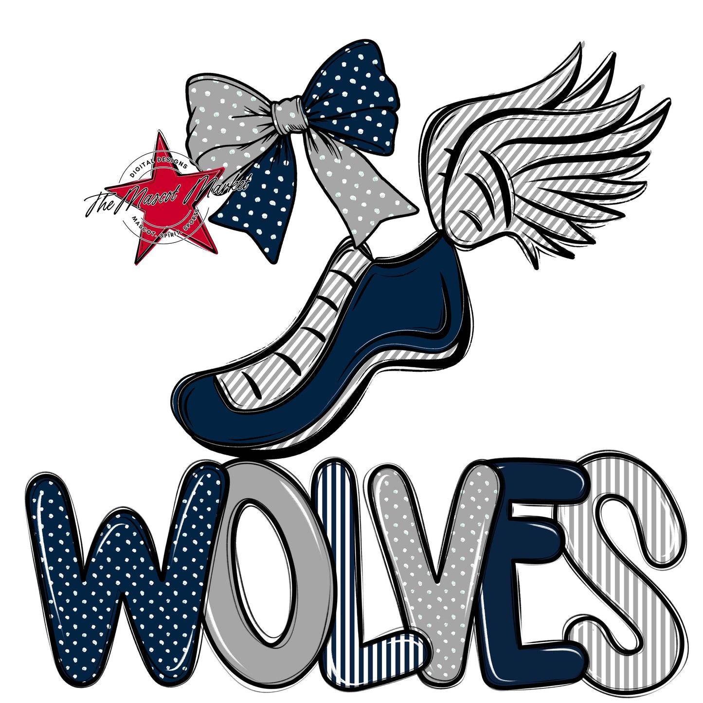 Wolves Track Spirit Design-Navy & Grey