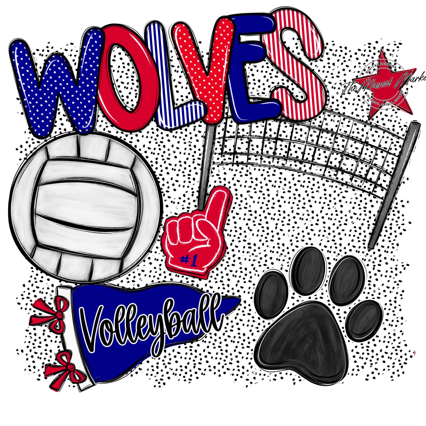 Wolves Volleyball Spirit-Blue & Red