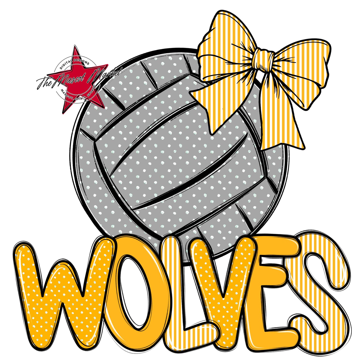 Wolves Volleyball Spirit Design-Yellow