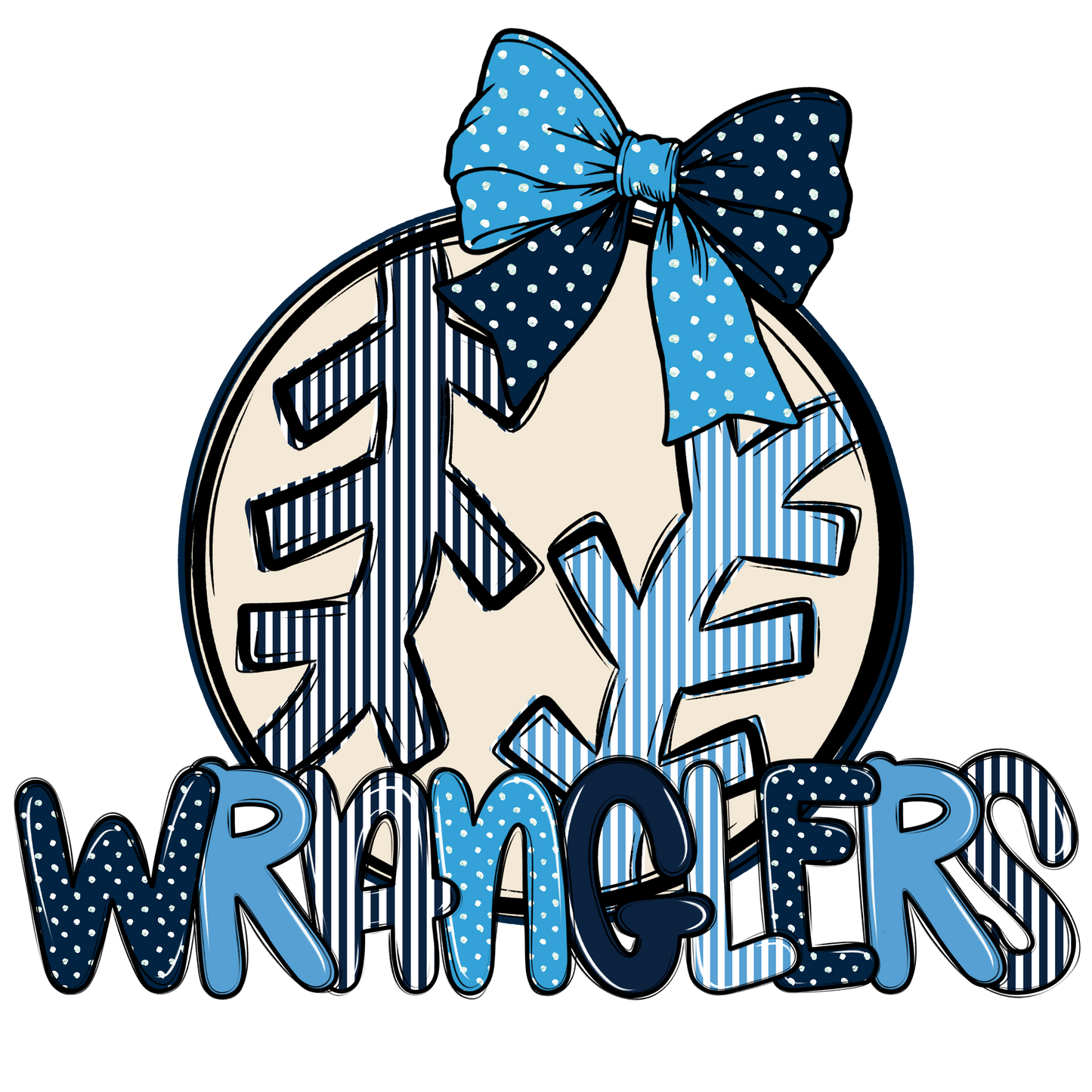 Wranglers Baseball-Softball Spirit Design-Navy & Carolina Blue