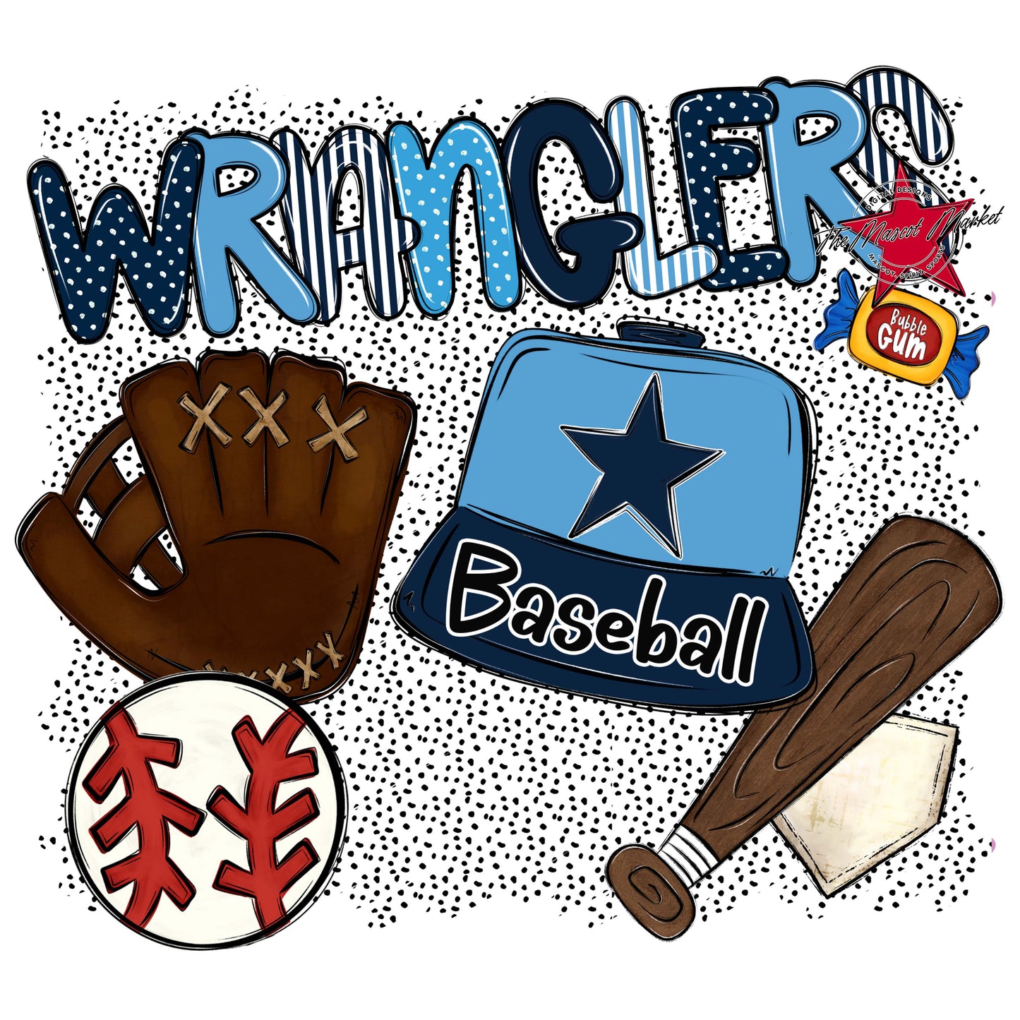Wranglers Baseball Spirit-Navy & Carolina Blue