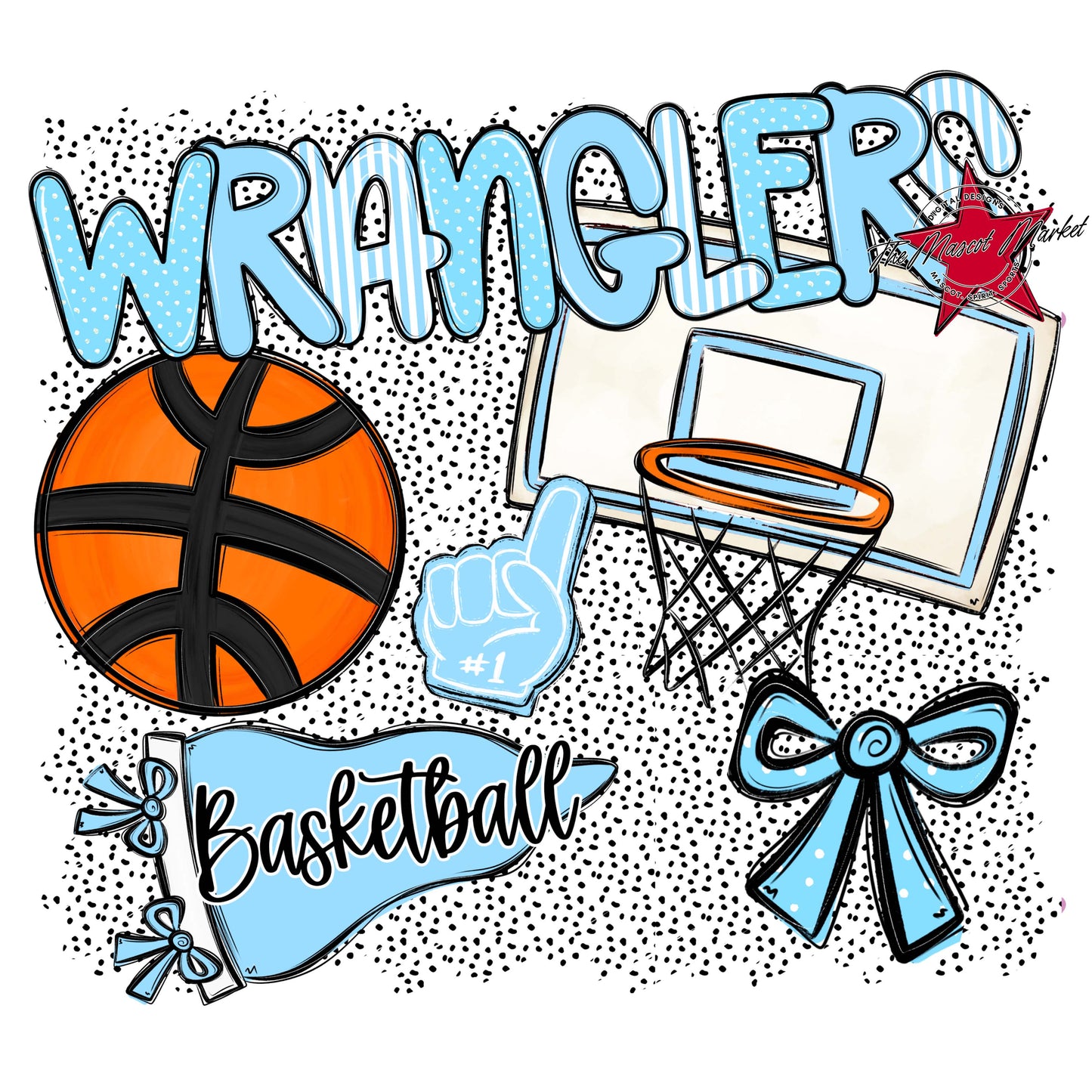 Wranglers Basketball Spirit-Columbia Blue