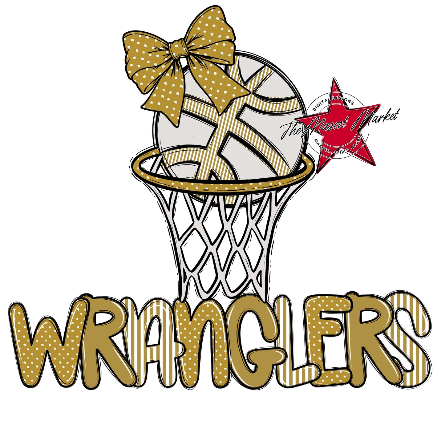 Wranglers Basketball Spirit Design-Gold