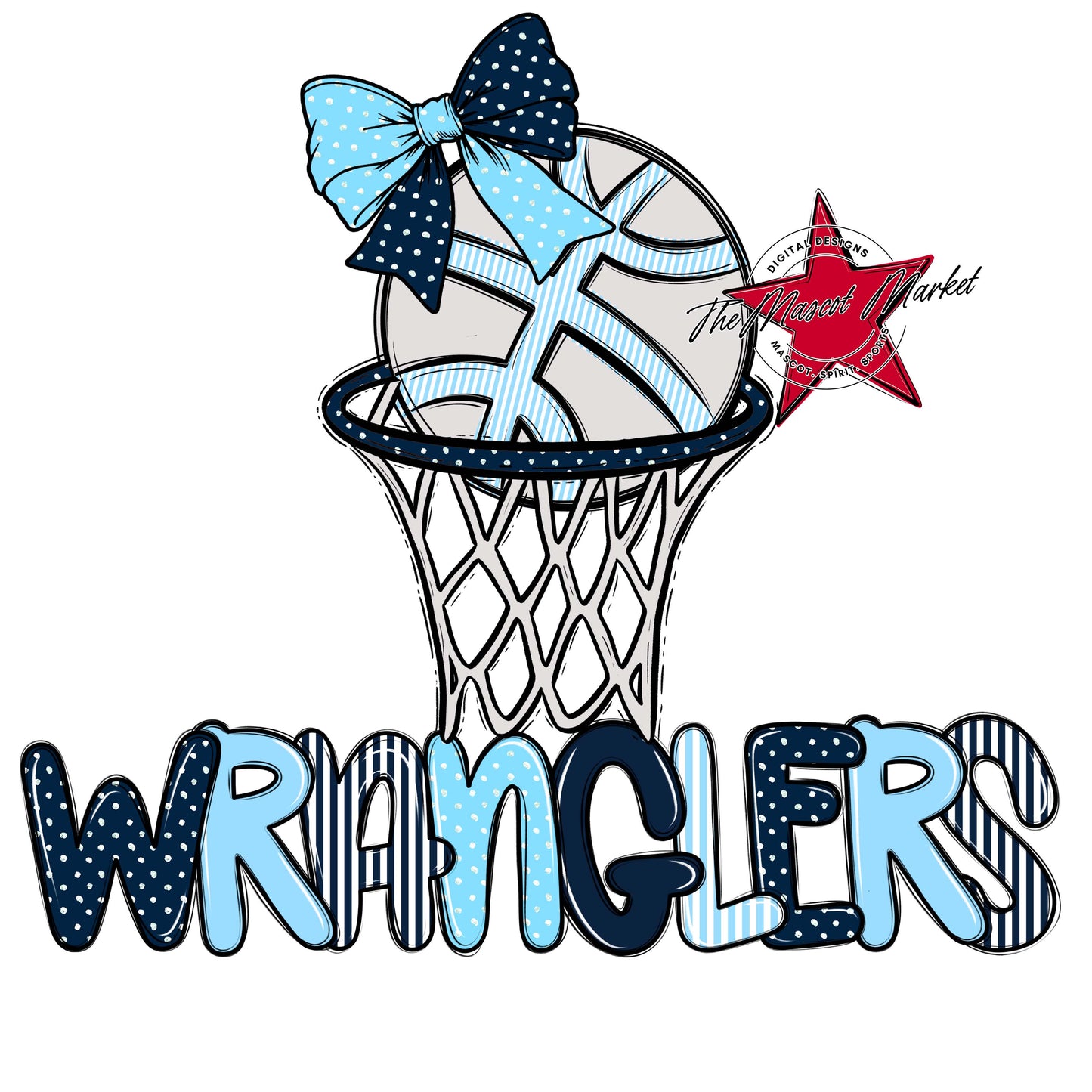 Wranglers Basketball Spirit Design-Navy & Columbia Blue