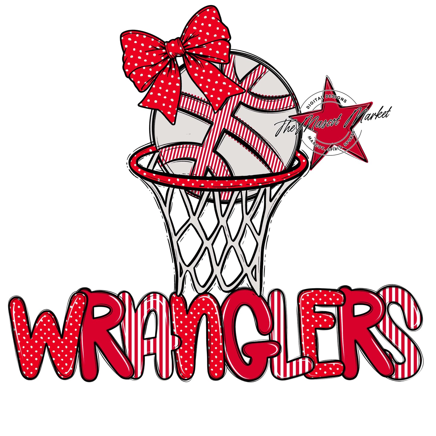 Wranglers Basketball Spirit Design-Red