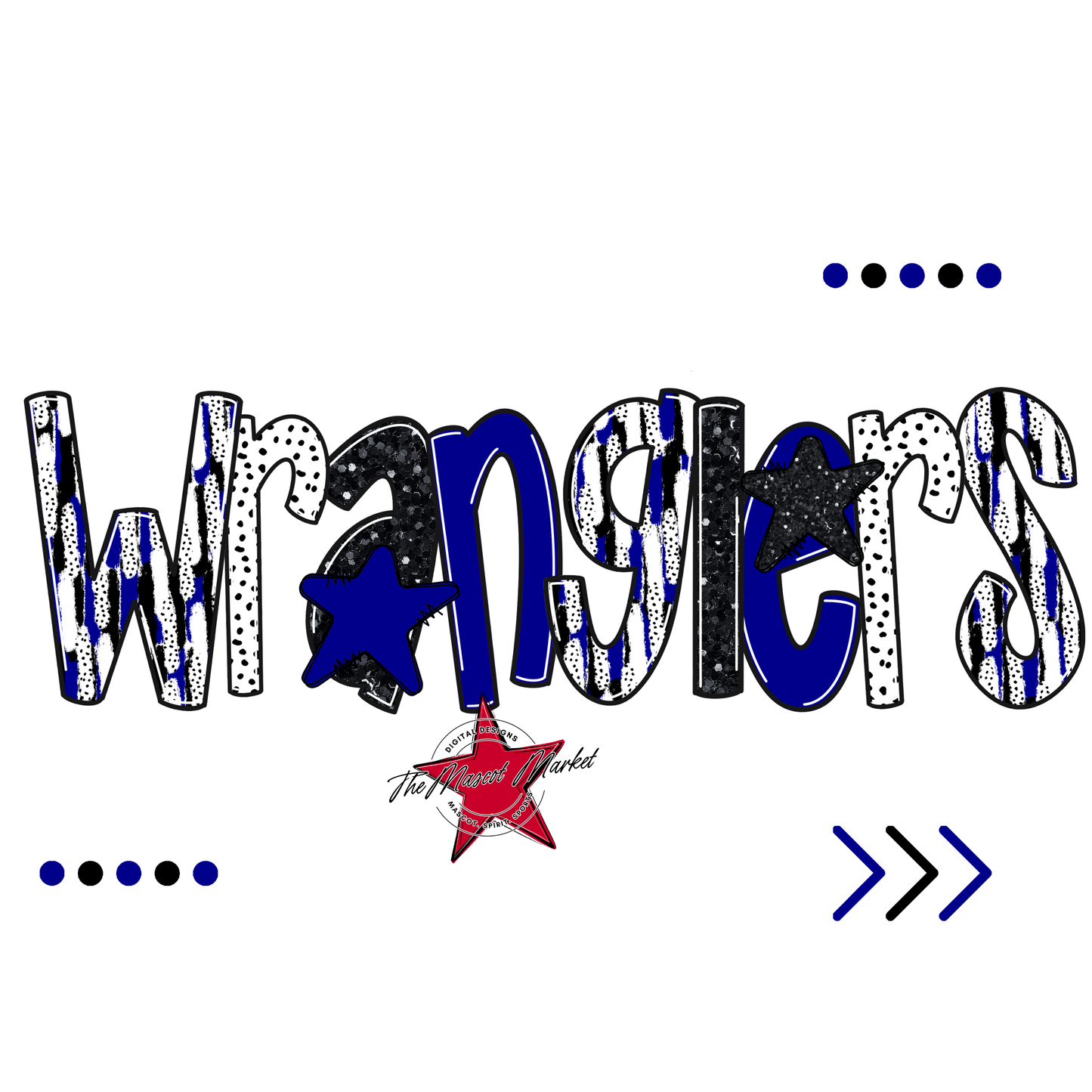 Wranglers Brushstroke Alpha w Arrows-Blue