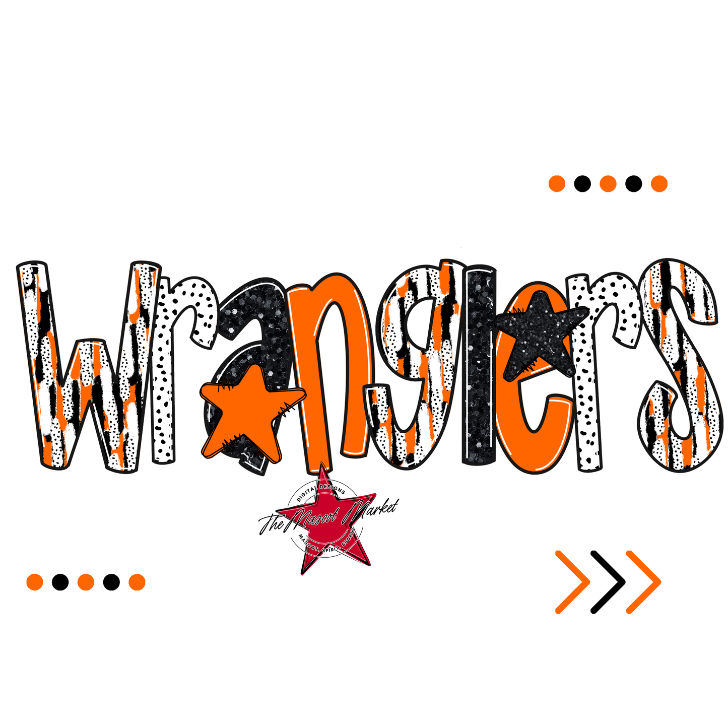 Wranglers Brushstroke Alpha w Arrows-Orange