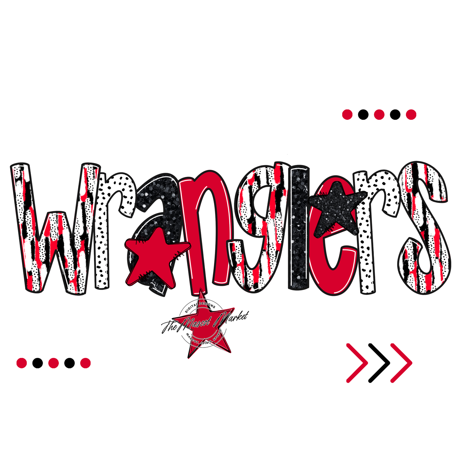 Wranglers Brushstroke Alpha w Arrows-Red
