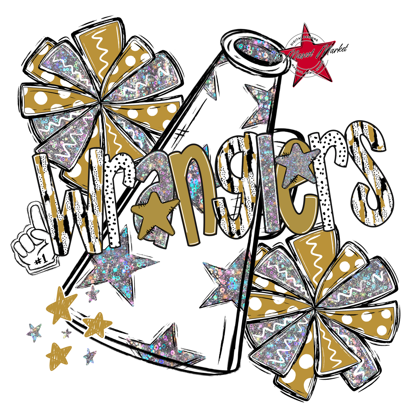 Wranglers Cheer Megaphone Scrape-Gold