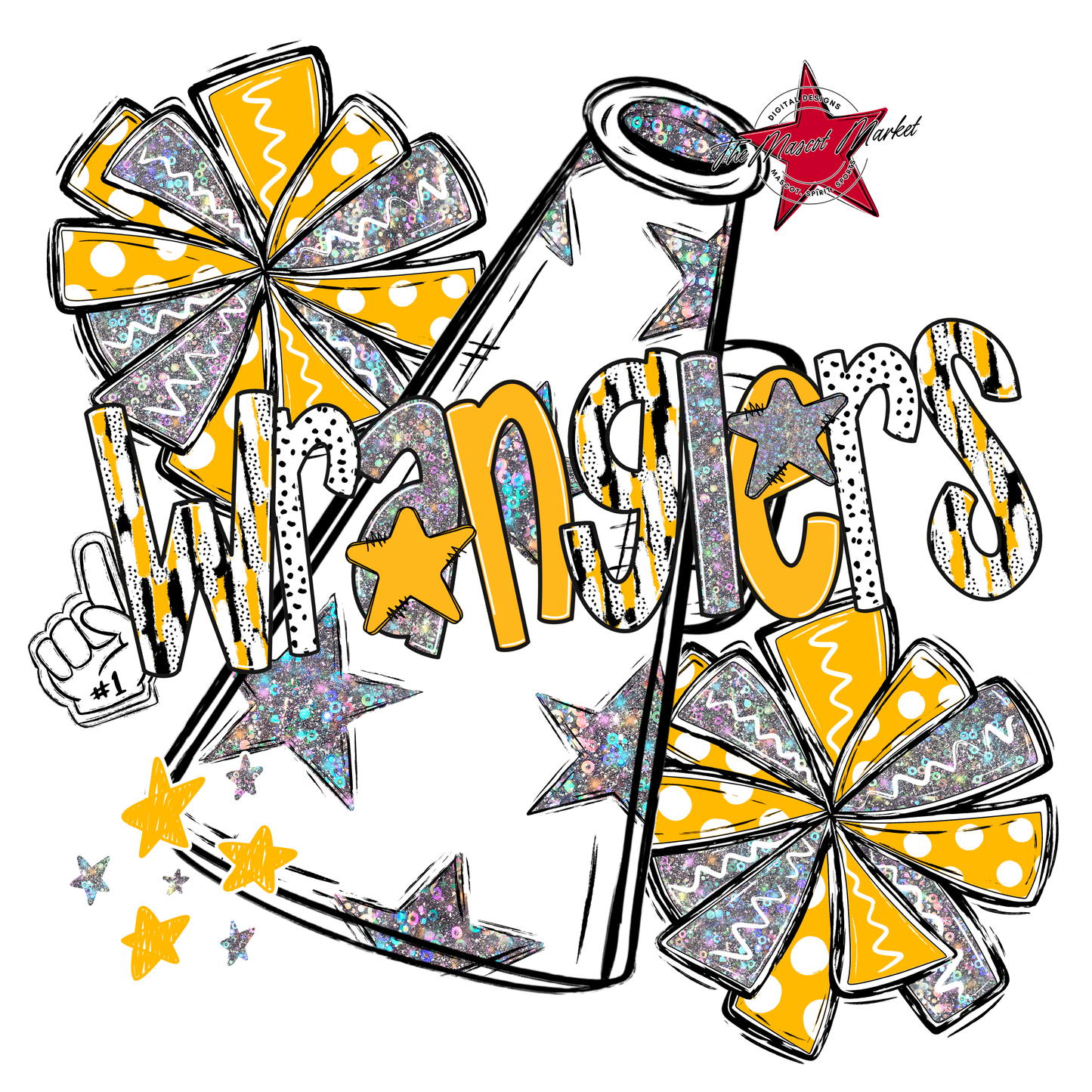 Wranglers Cheer Megaphone Scrape-Yellow