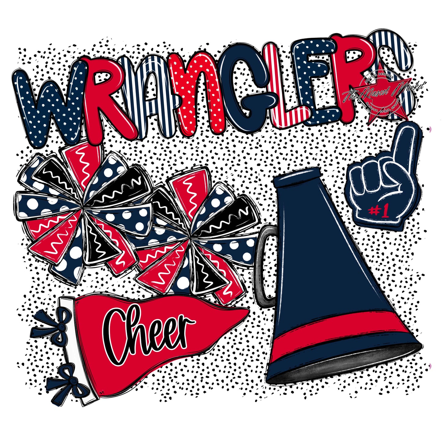 Wranglers Cheer Spirit-Navy & Red