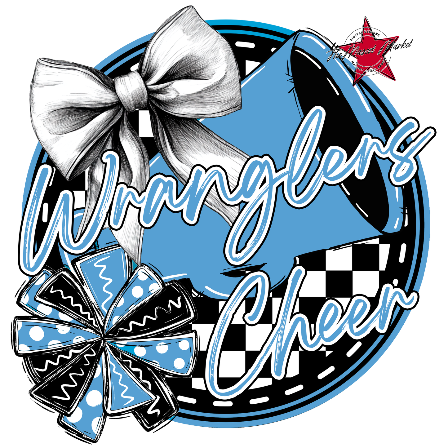 Wranglers Circle Cheer Design-Carolina Blue