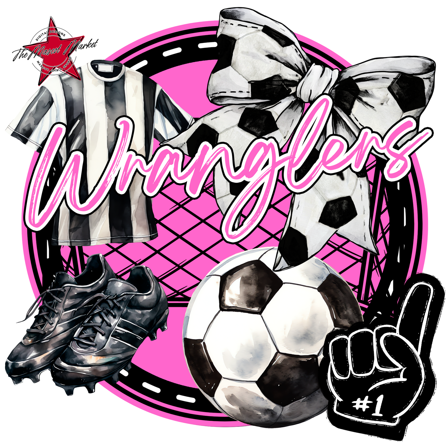 Wranglers Circle Soccer Design-Baby Pink