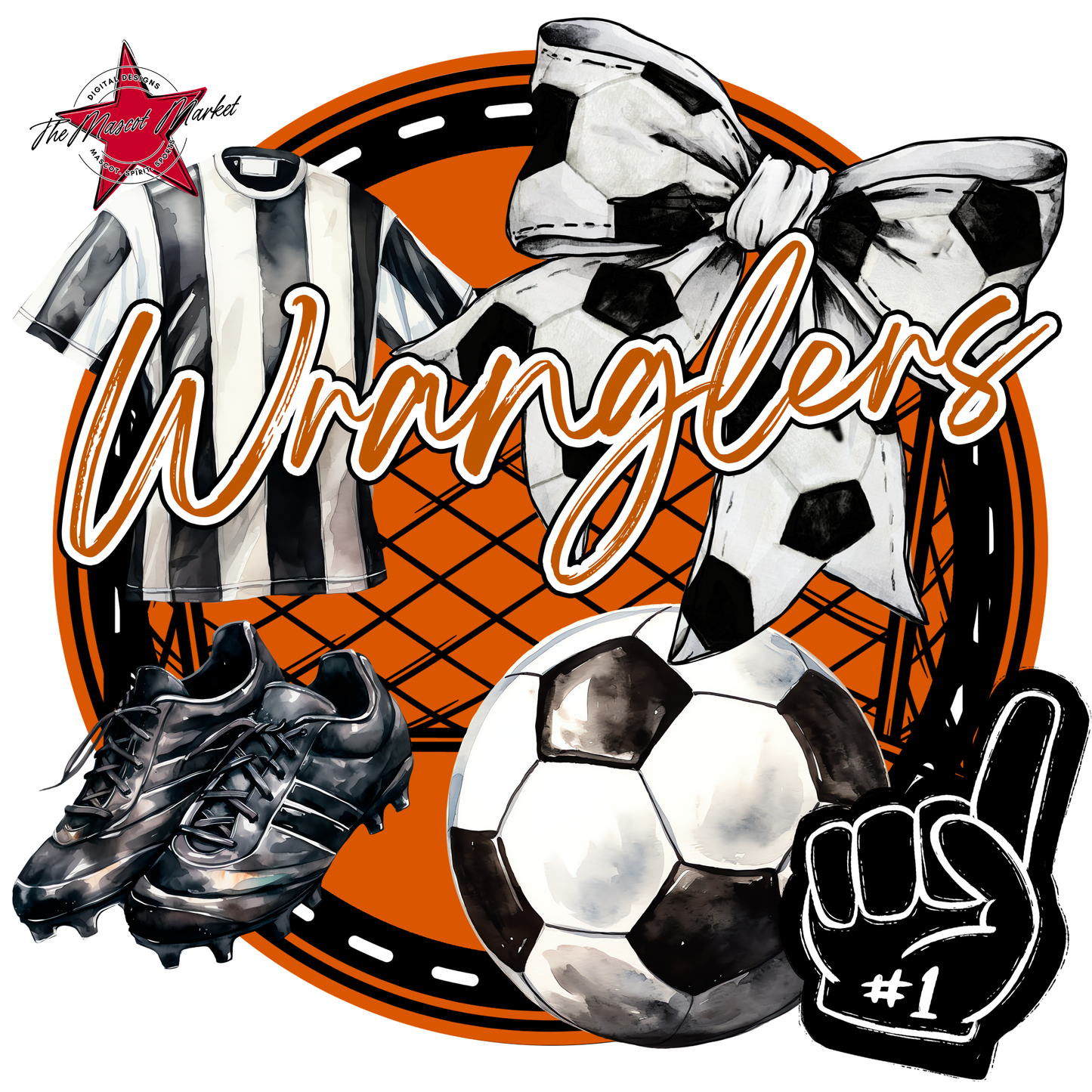 Wranglers Circle Soccer Design-Burnt Orange