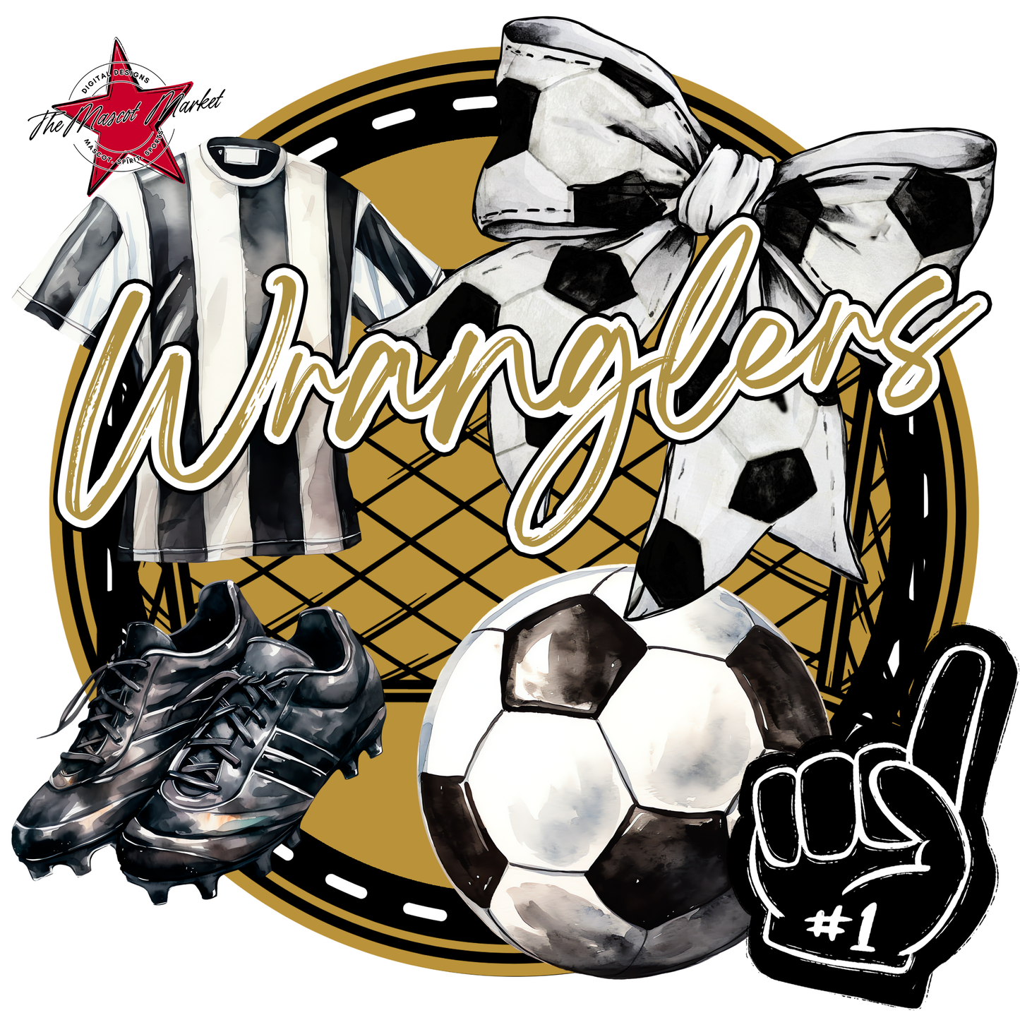 Wranglers Circle Soccer Design-Gold