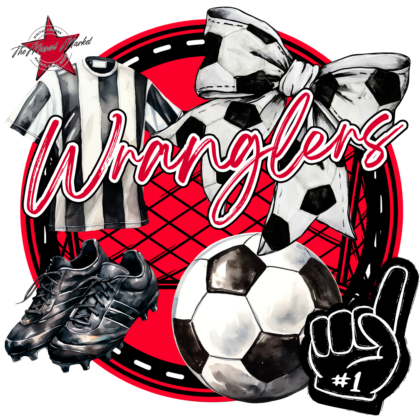 Wranglers Circle Soccer Design-Red