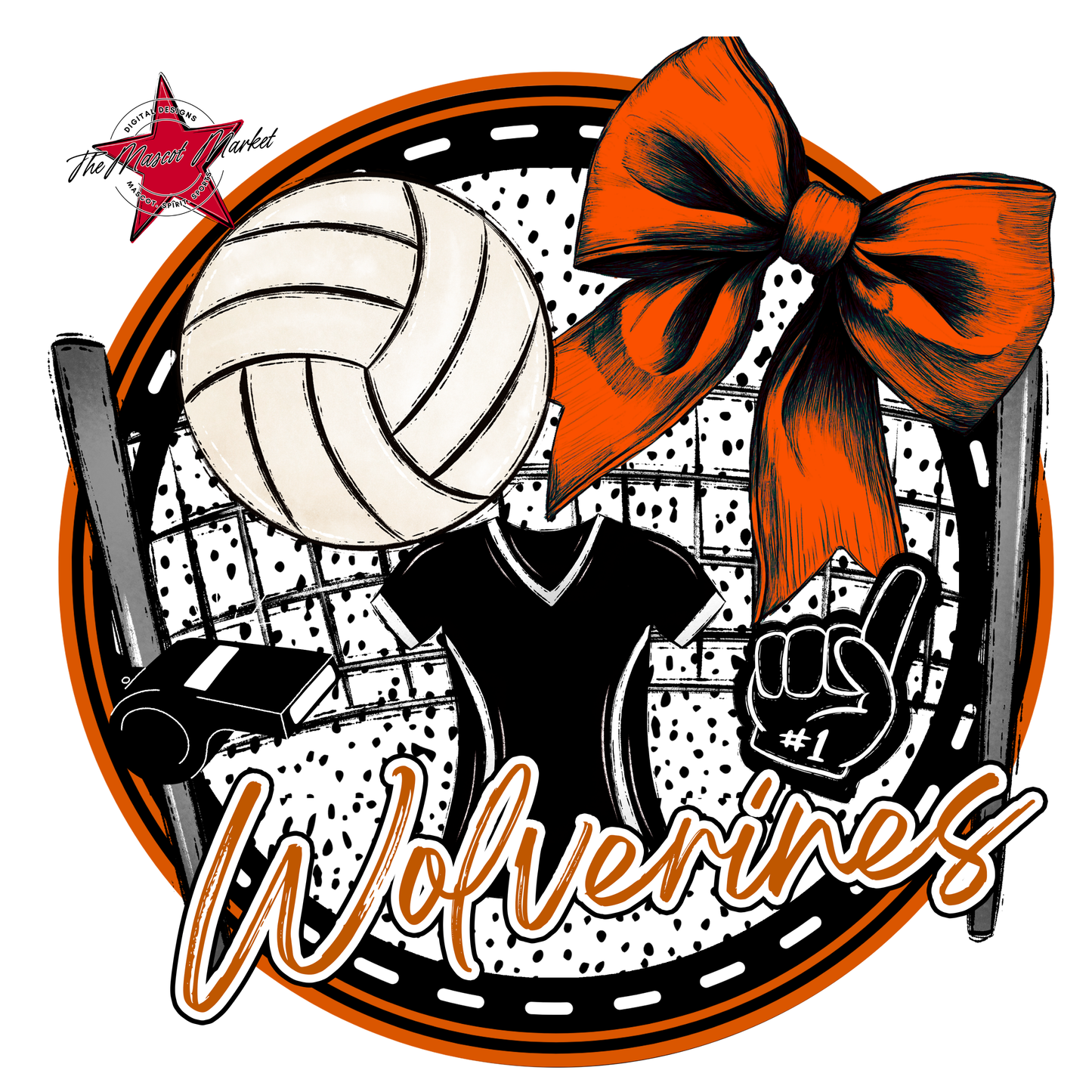 Wranglers Circle Volleyball Design-Burnt Orange