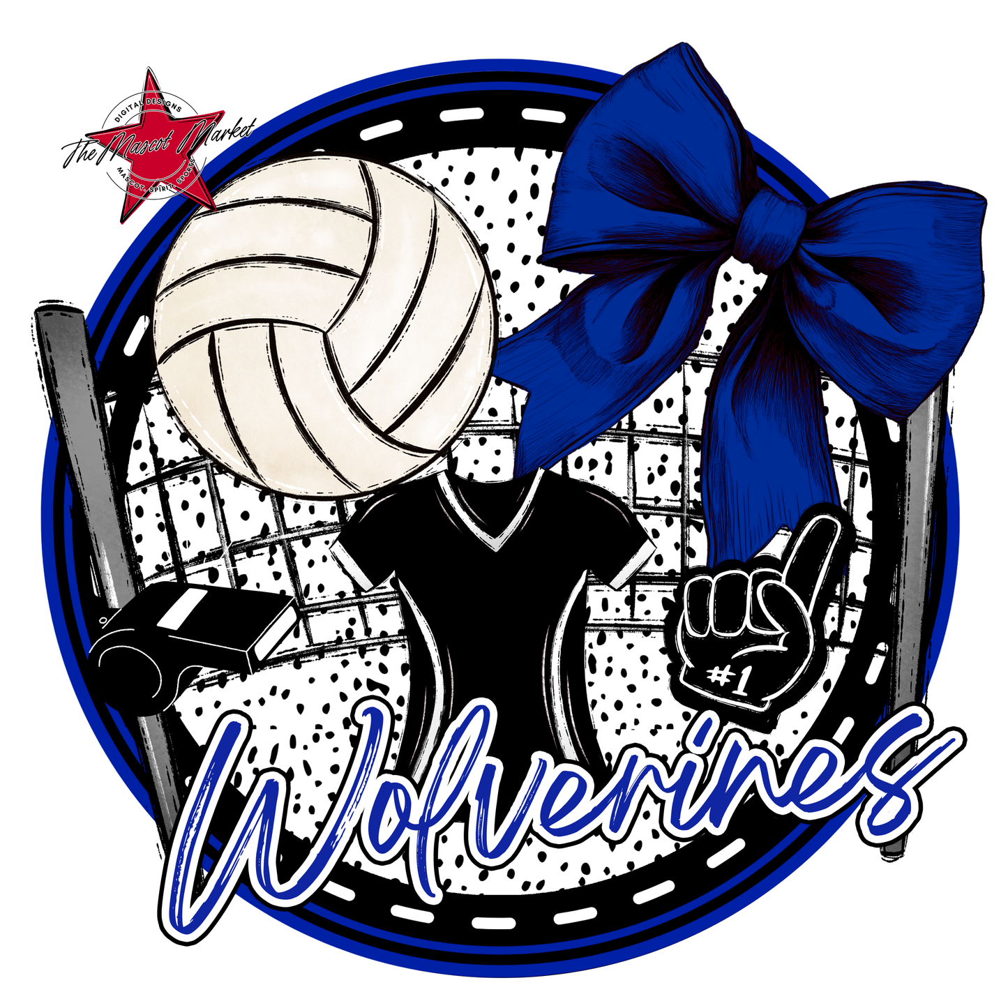 Wranglers Circle Volleyball Design-Royal Blue