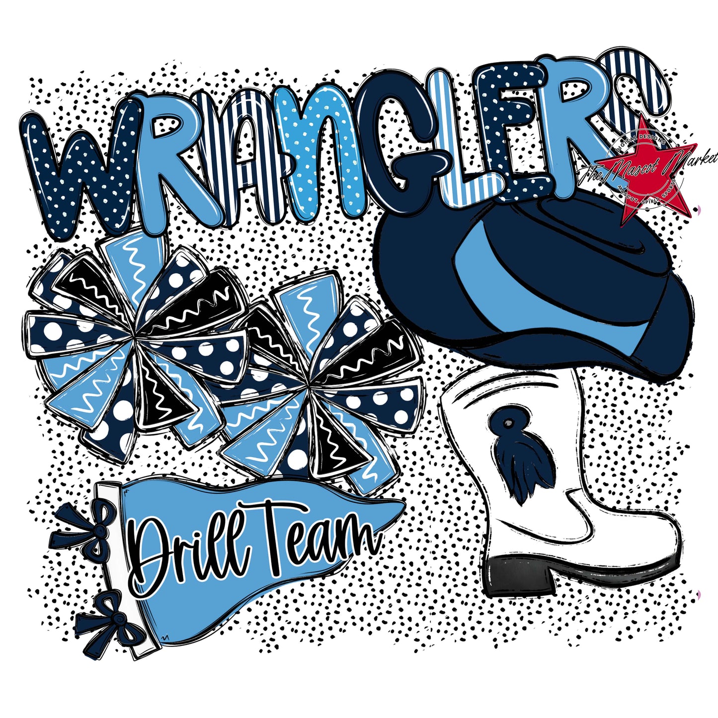 Wranglers Drillteam Spirit-Navy & Carolina Blue