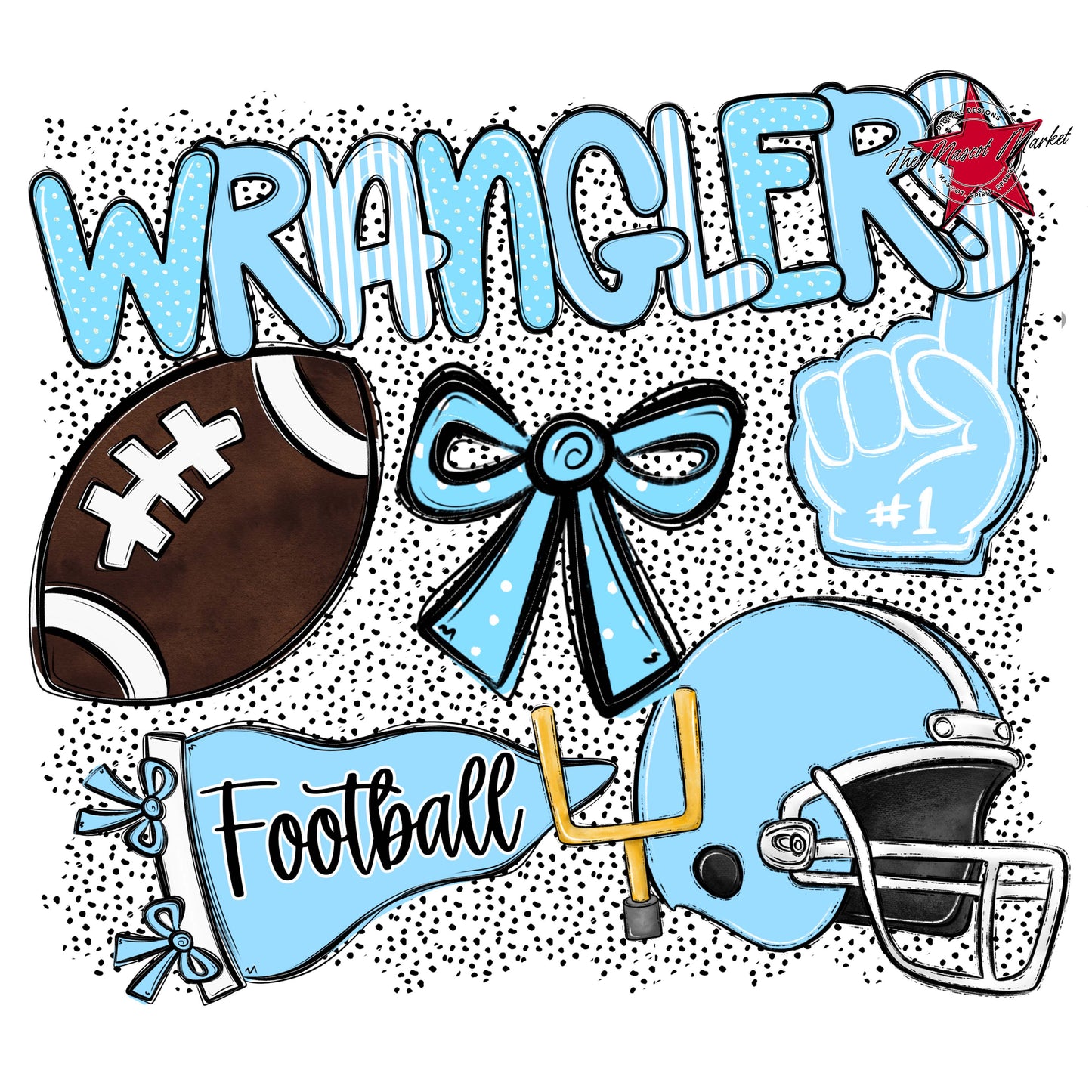 Wranglers Football Spirit-Columbia Blue