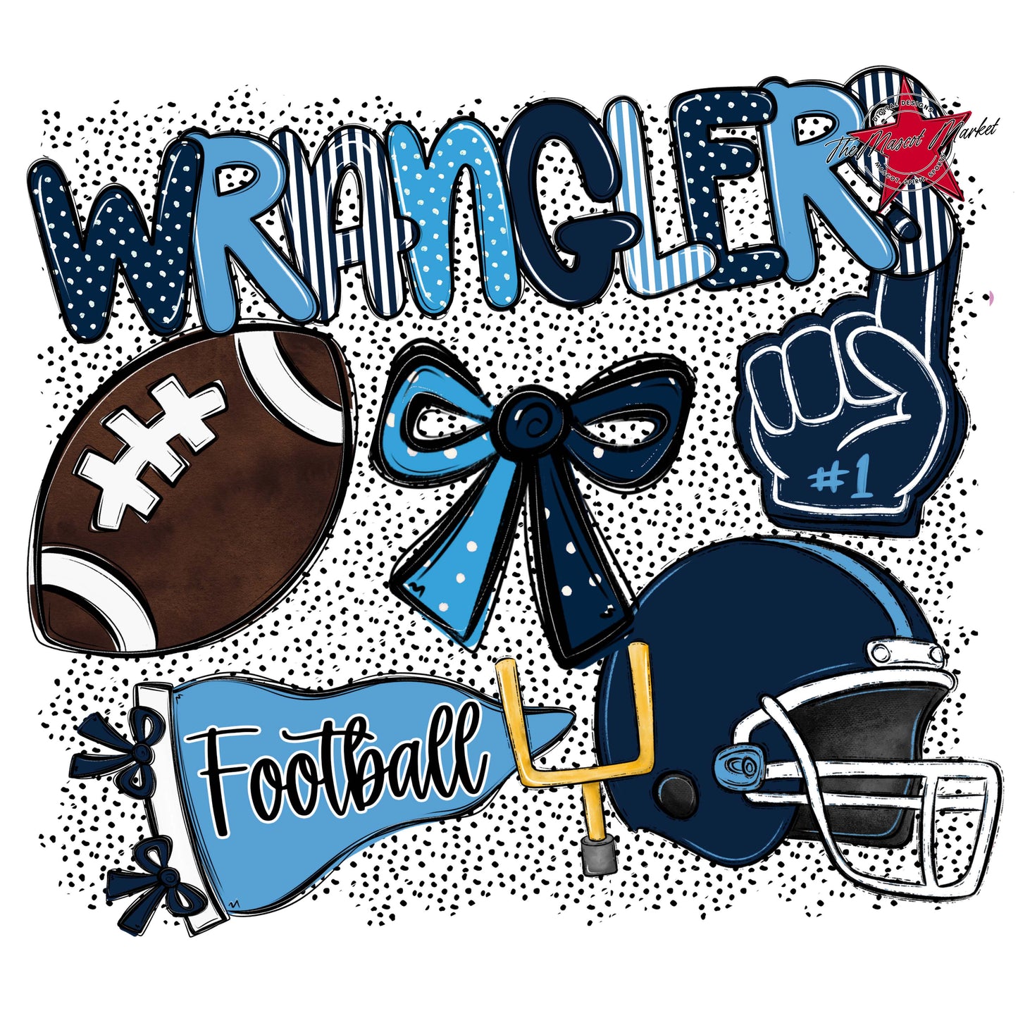Wranglers Football Spirit-Navy & Carolina Blue