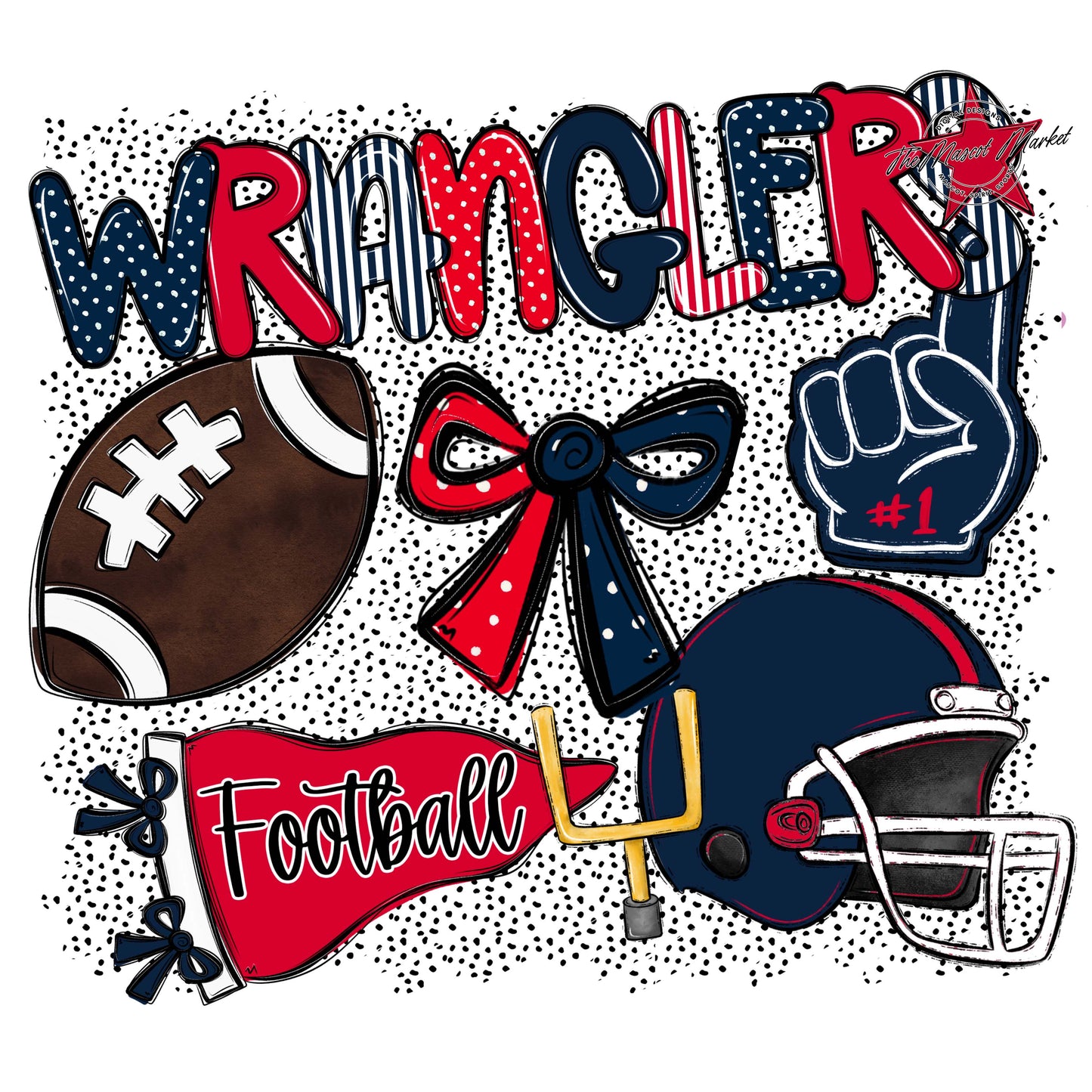 Wranglers Football Spirit-Navy & Red