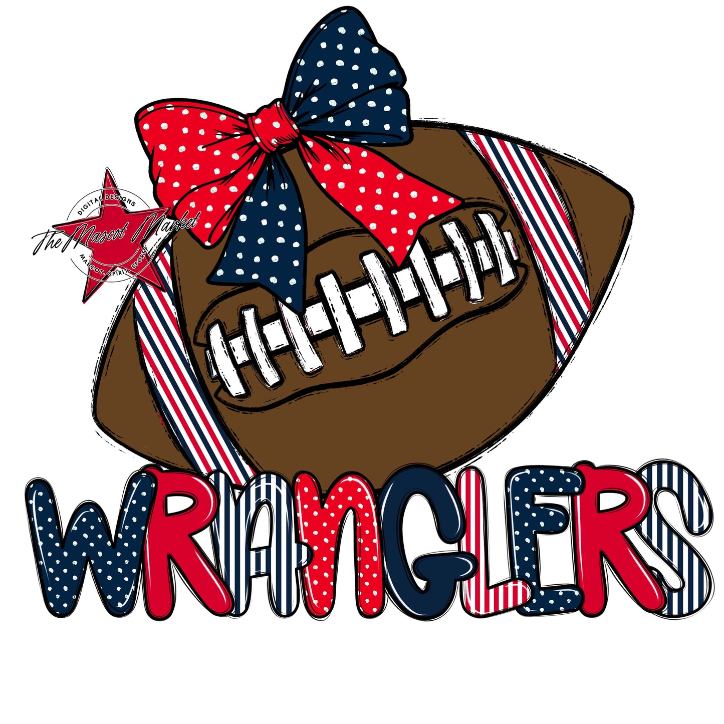 Wranglers Football Spirit Design-Navy & Red