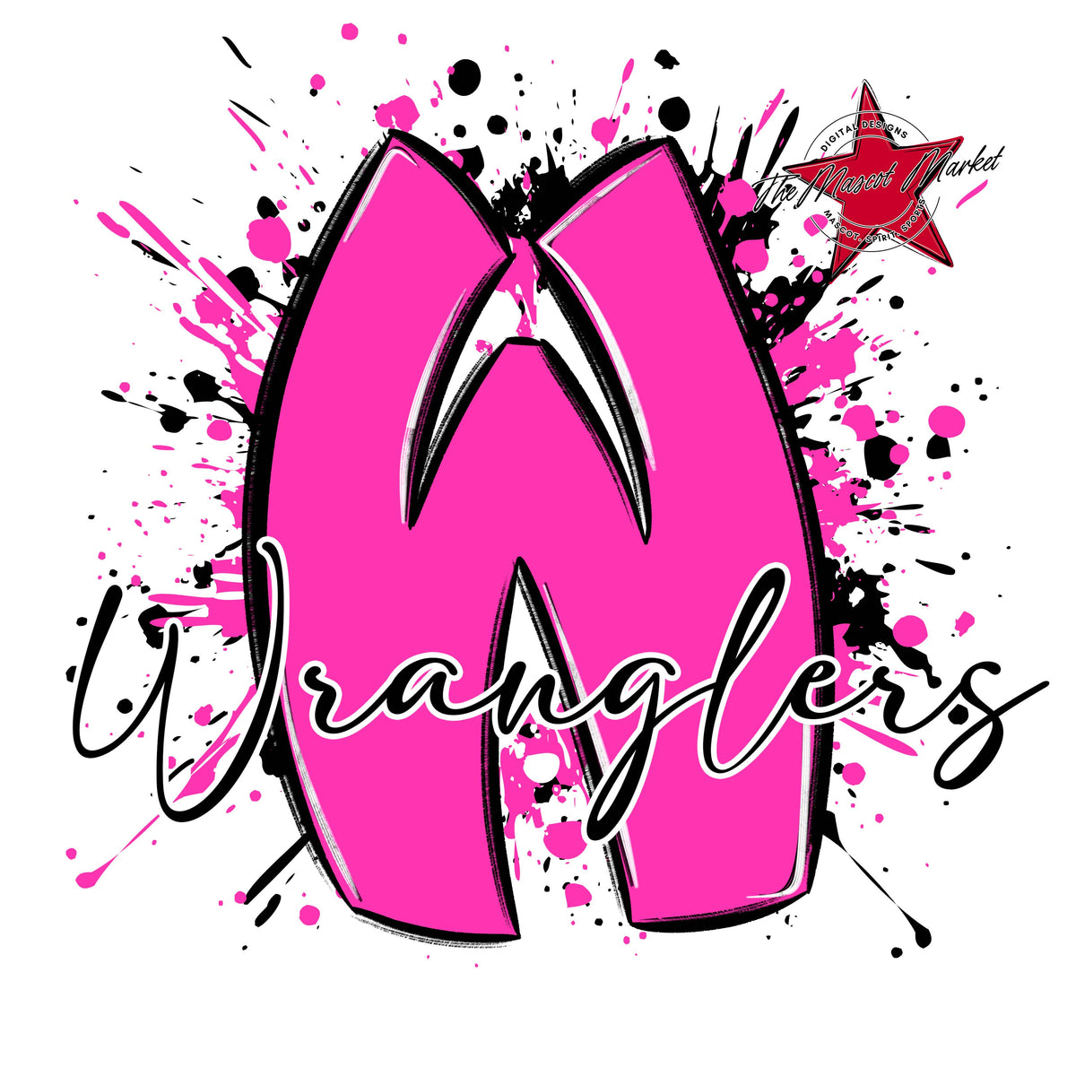 Wranglers Mascot Splatter-Pink