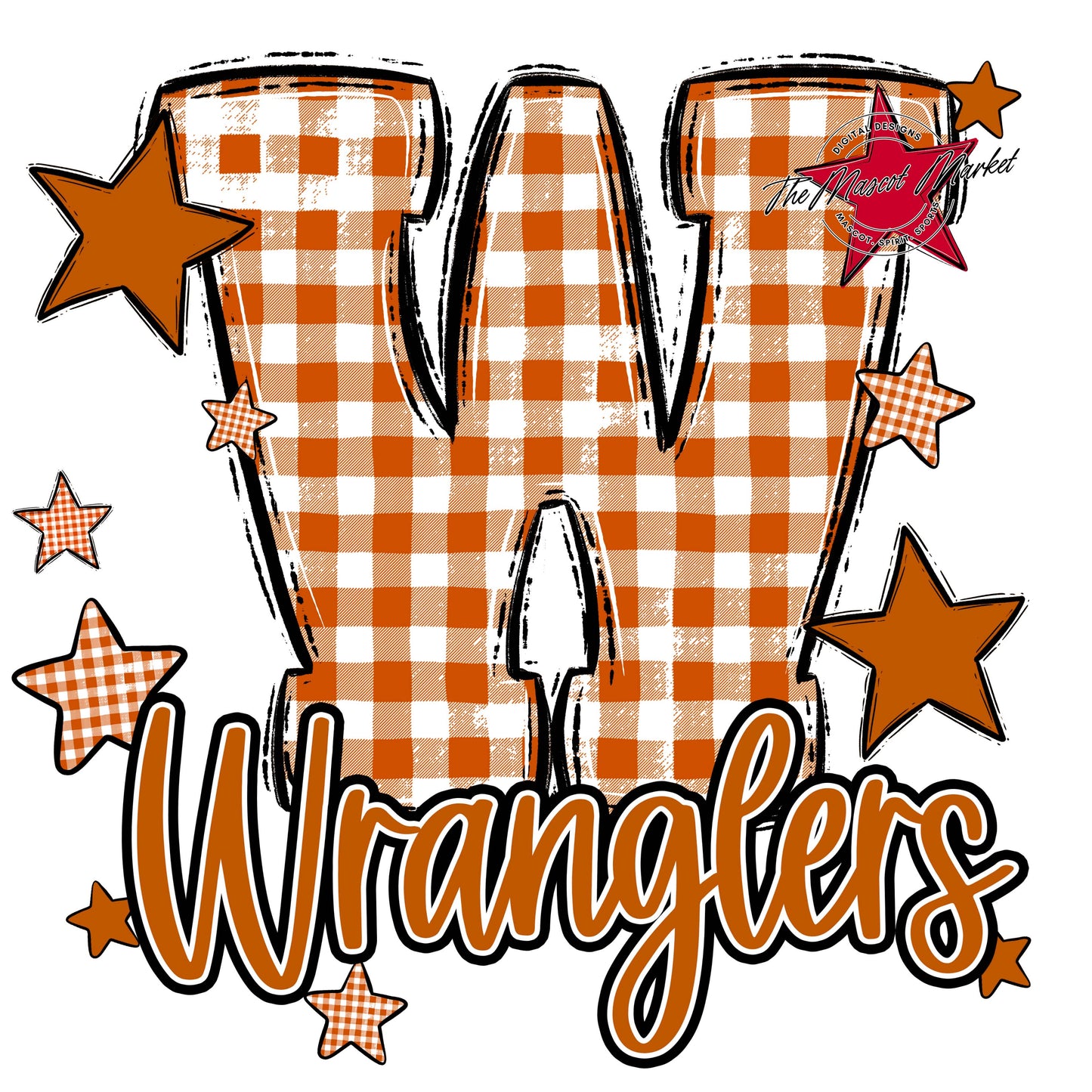 Wranglers Plaid Star Design-Burnt Orange