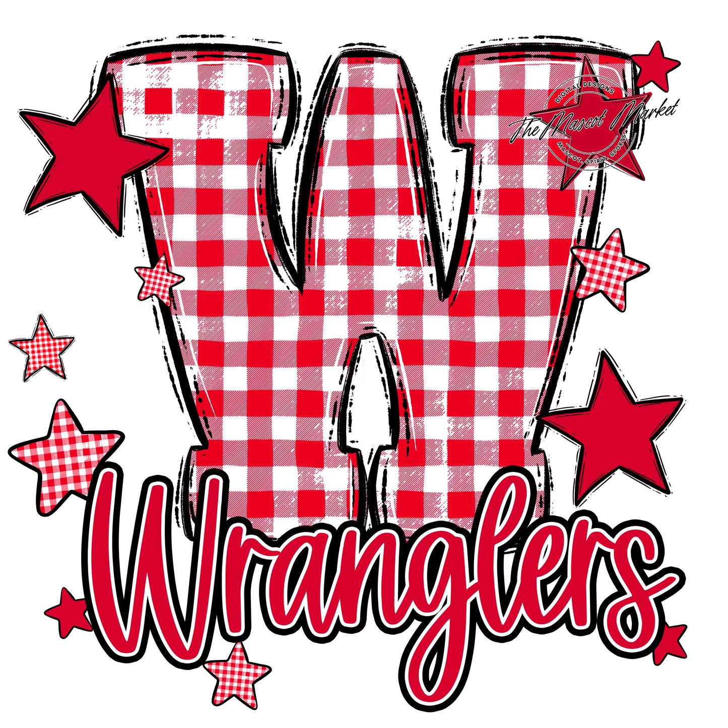 Wranglers Plaid Star Design-Red