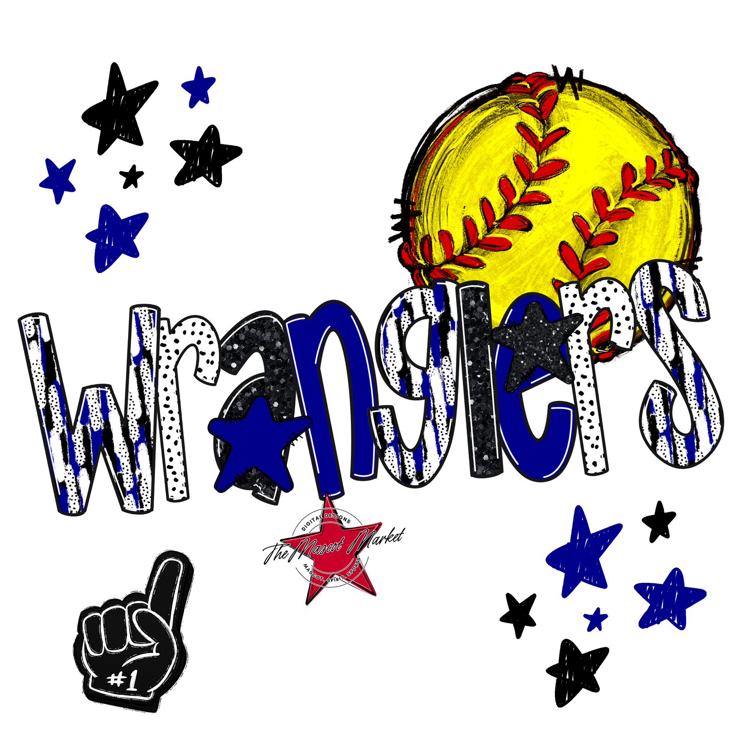 Wranglers Softball Scrape-Blue