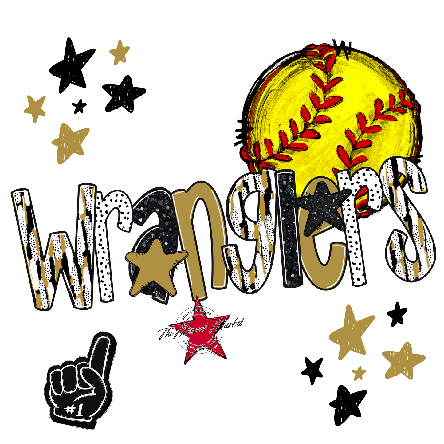 Wranglers Softball Scrape-Gold