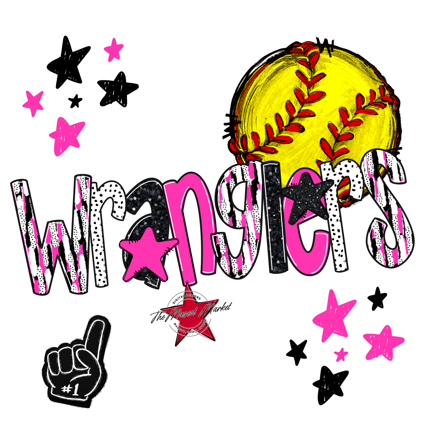 Wranglers Softball Scrape-Pink