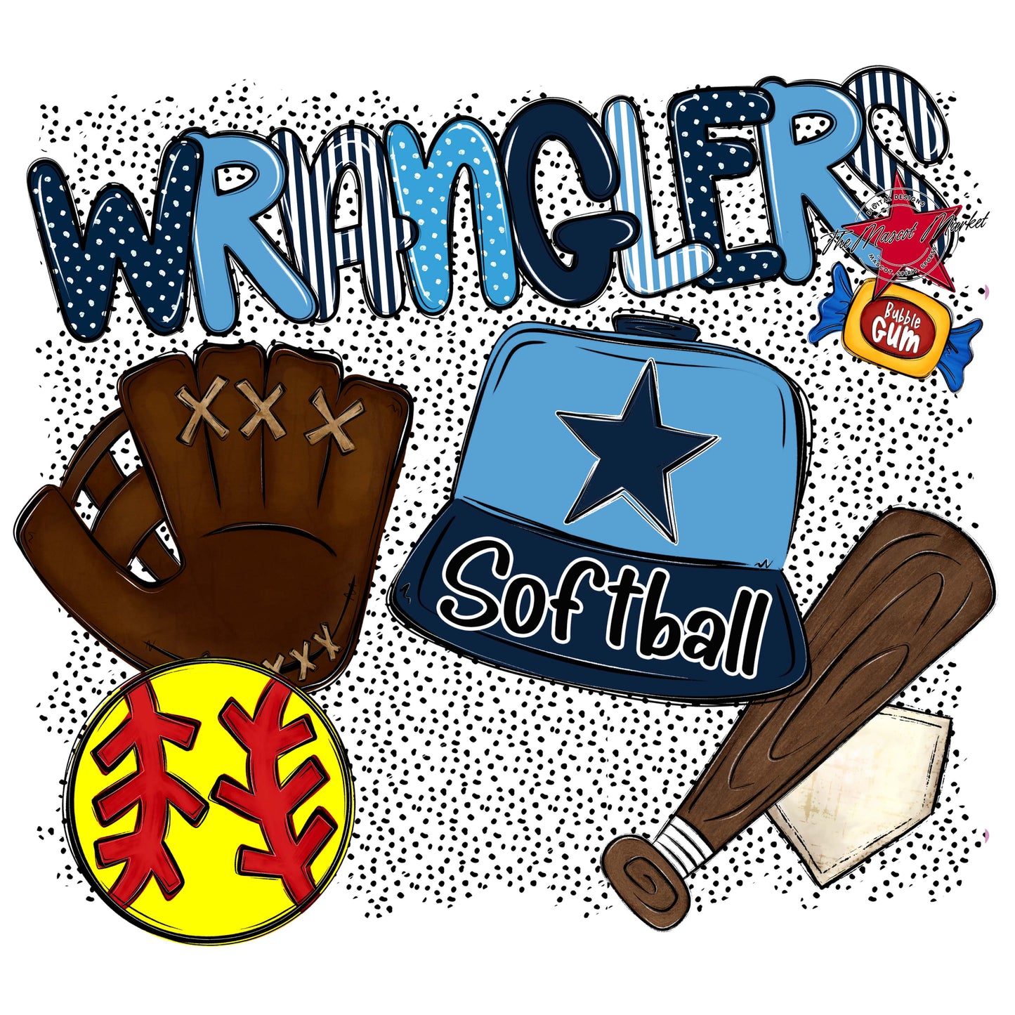 Wranglers Softball Spirit-Navy & Carolina Blue