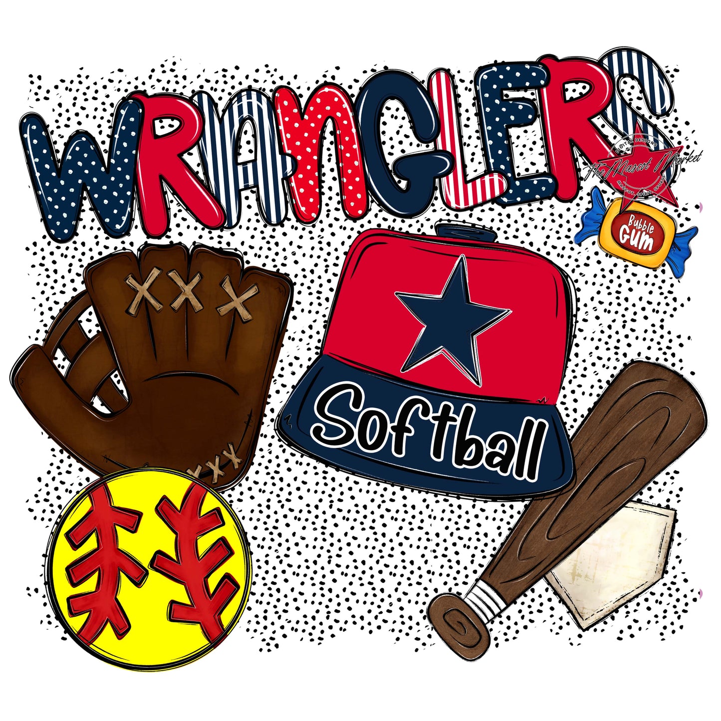 Wranglers Softball Spirit-Navy & Red